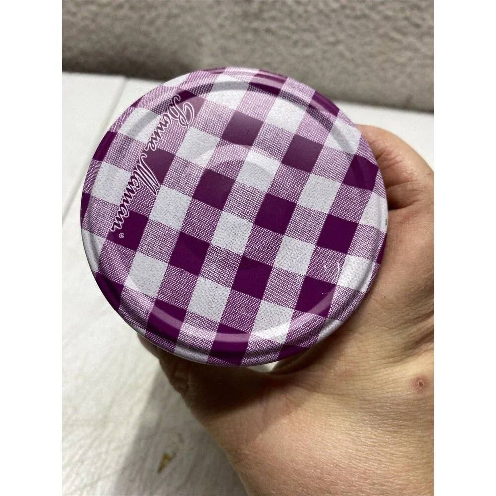 Bonne Maman Empty Jar Gingham Purple Lid 3.5